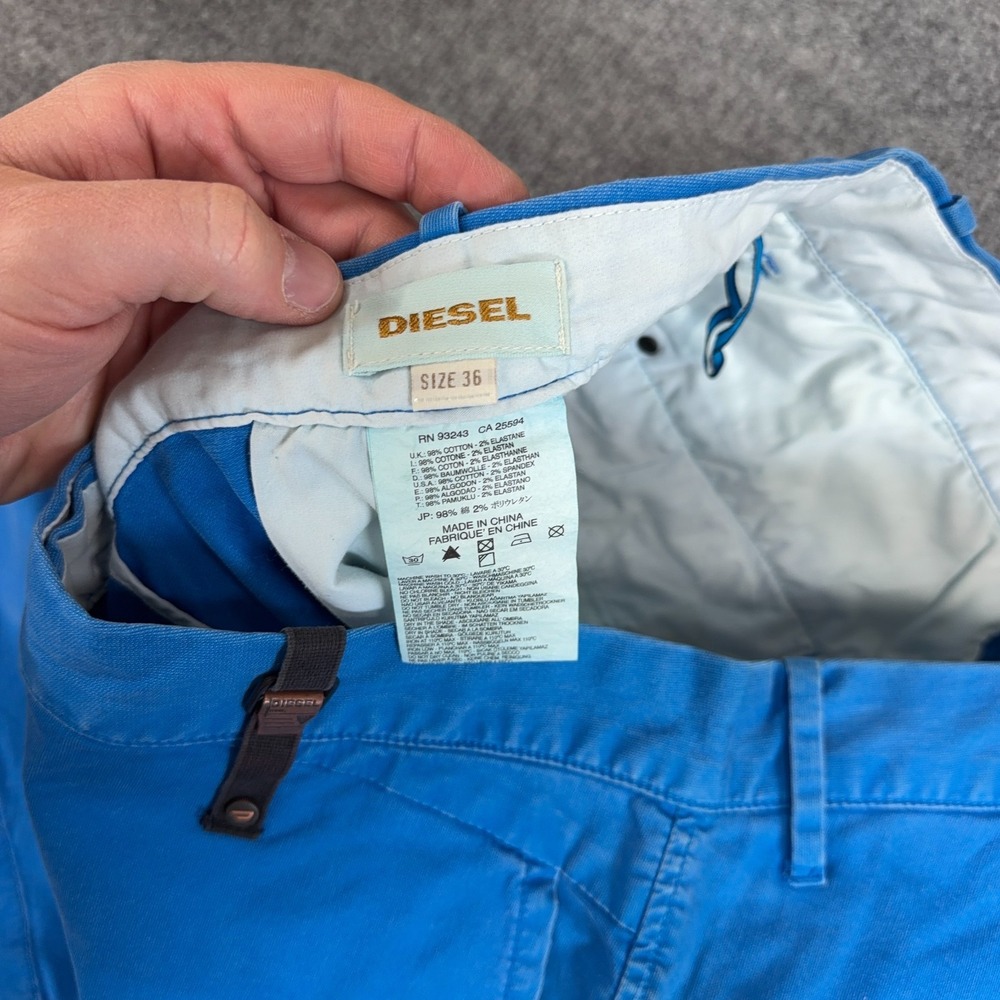 Diesel Shorts Men 36 Blue Chino Twill 9" Inseam Designer *READ* - Picture 5 of 9